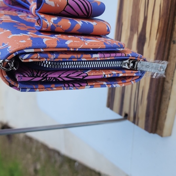 BETSEY JOHNSON ORANGE n PURPLE BUTTERFLY BOW BETSEY JOHNSON CROSSBODY/WALLET - Picture 4 of 8